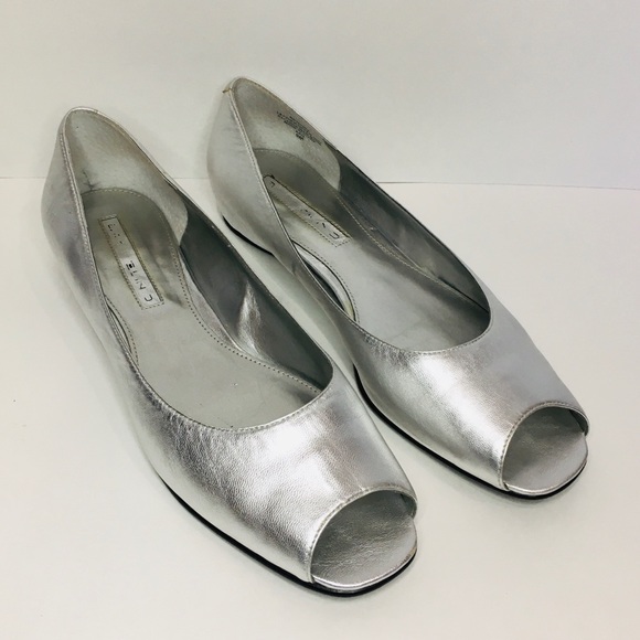 Bandolino Shoes | Bandolino Silver Leather Open Toe Flat Shoe | Poshmark